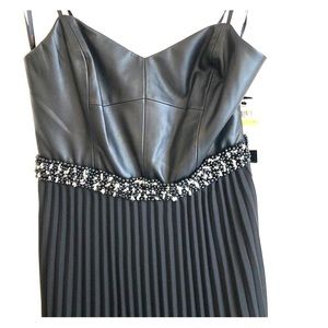 NWT Laundry pleather and chiffon black gown